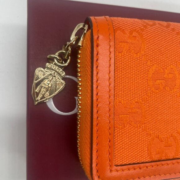 Gucci Bright Orange Leather And Canvas Wallet - Picture 3 of 7